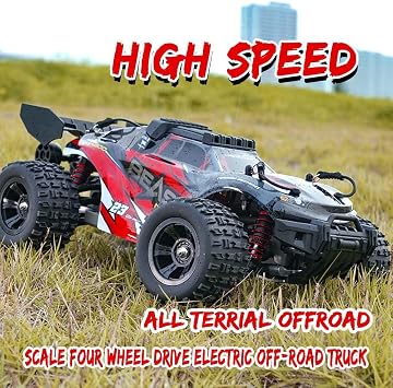 1/18 Brushless RC Cars for Adults, 4x4 Offroad Truck All-Terrain, 37mph+ High Speed Fast RC Cars, Waterproof Electric Powered Remote Control Car, 3 Batteries (Red)