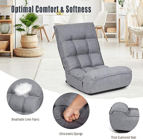 Miniatura 17 de DORTALA Silla plegable para adultos, silla de juegos de espuma viscoelástica con soporte ajustable para la cabeza y la espalda de 5 posiciones,