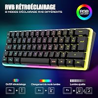 RedThunder K62 60% Vezeték Nélküli Gaming Billentyűzet és Egér Szett - RGB Háttérvilágítás, 62 Gombos Mini Billentyűzet, Optikai Egér, PC PS 3