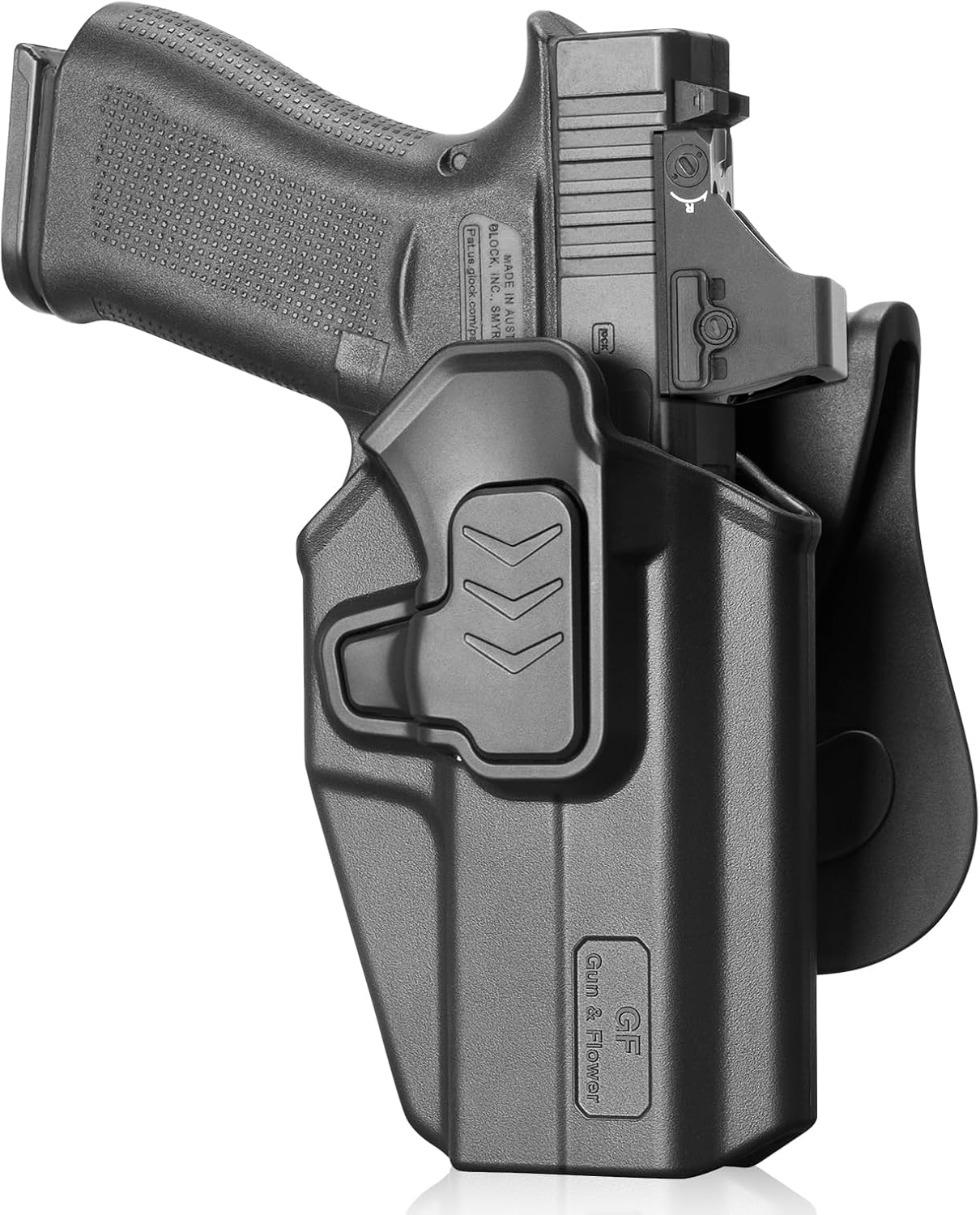 GUN & FLOWER OWB Holster for Glock 43 43X 48 (MOS & Rail Versions), Fits G43X MOS with or Without Rail, Level II Retention Outside Waistband Holster, Multiple Attachment Options