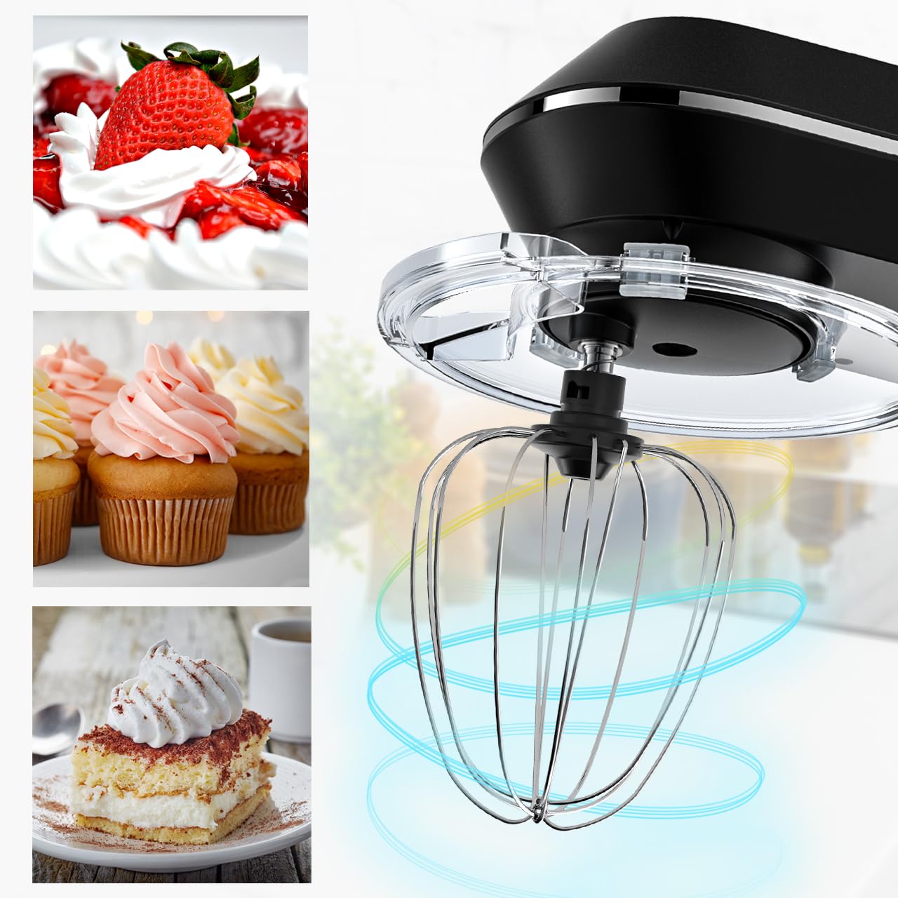 MalTec Planet MaltecChef Robot kuchenny 2200 W, hak do mieszania, hak do ugniatania, trzepacz, ochrona przed pryskaniem, 6 prędkości, 4 funkcje, czarny robot kuchenny, 6 l