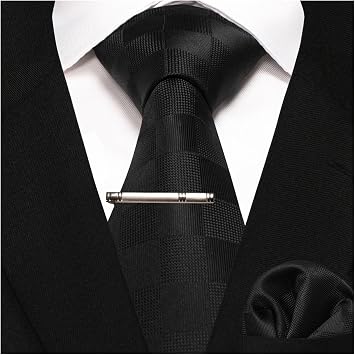 Ties for Men Plaid Mens Tie 8cm Silk Business Necktie Handkerchief Tie Clips Set Wedding Party Tie024
