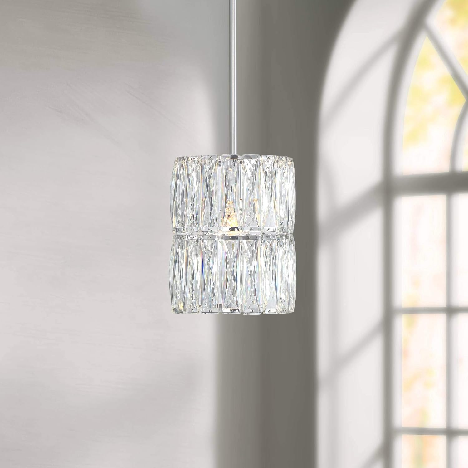 Possini Euro Design Juliette Chrome Mini Pendant Lighting Fixture 7 3/4" Wide Modern Clear Crystal Shade for Dining Room Living House Home Foyer Kitchen Island Entryway Bedroom High Ceilings