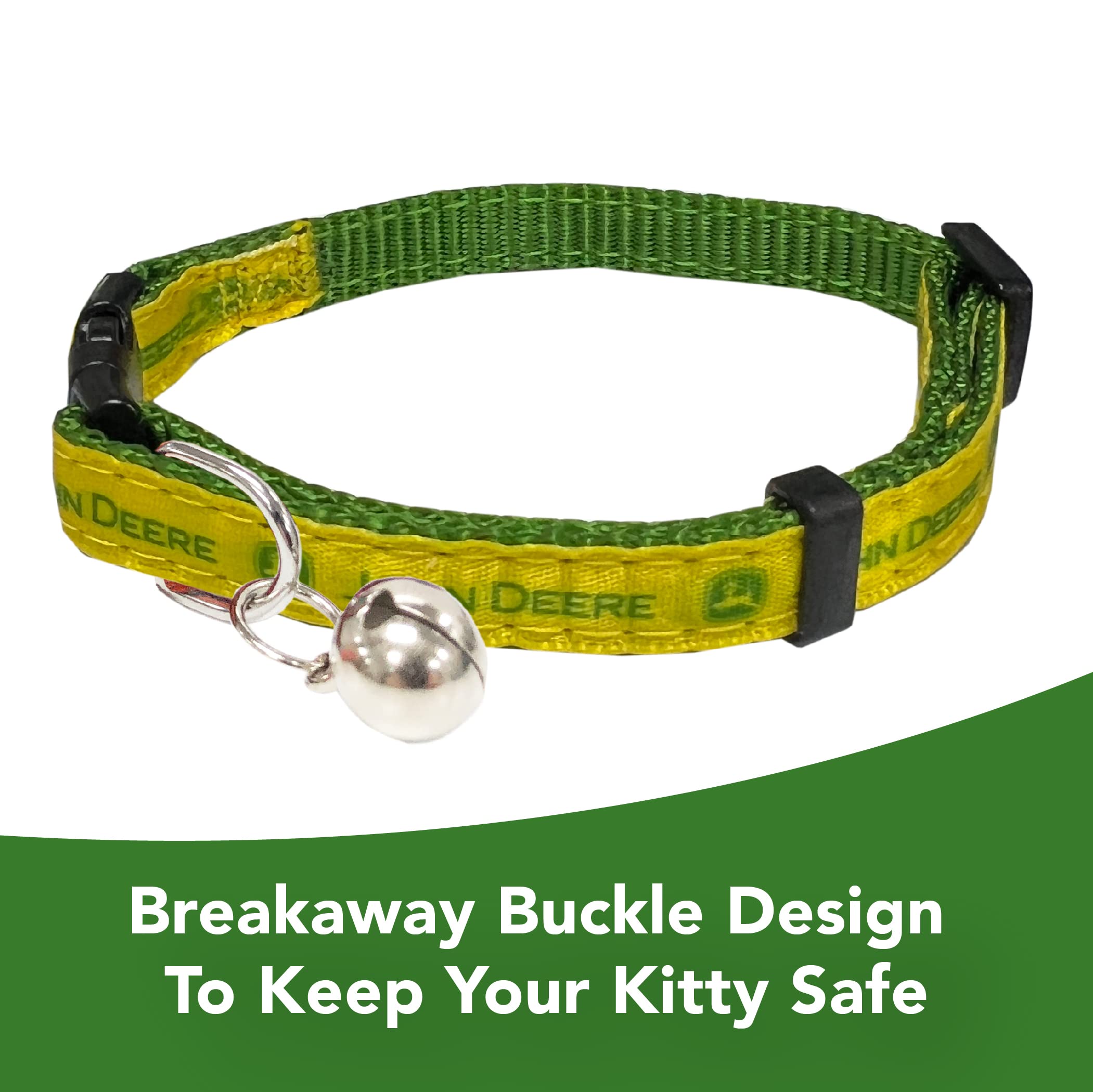 Pets First John Deere JOD-5034-DS Katzenhalsband aus Satin, glänzend und bunt, mit Glockenanhänger