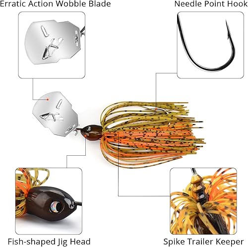 Miniatura 2 de MadBite Bladed Jig Fishing Lures, 5 pc Multi-Color Kits, Irresistible Vibrating Action, Sticky-Sharp Heavy-Wire Needle Point Hooks, Popular 12 oz