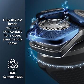 Philips Norelco 7800 Electric Shaver, Black | 45 SteelPrecision Blades, SenseIQ Technology, Nano SkinGlide coating, 360 Flexible Heads, Charging Stand, S7885/85