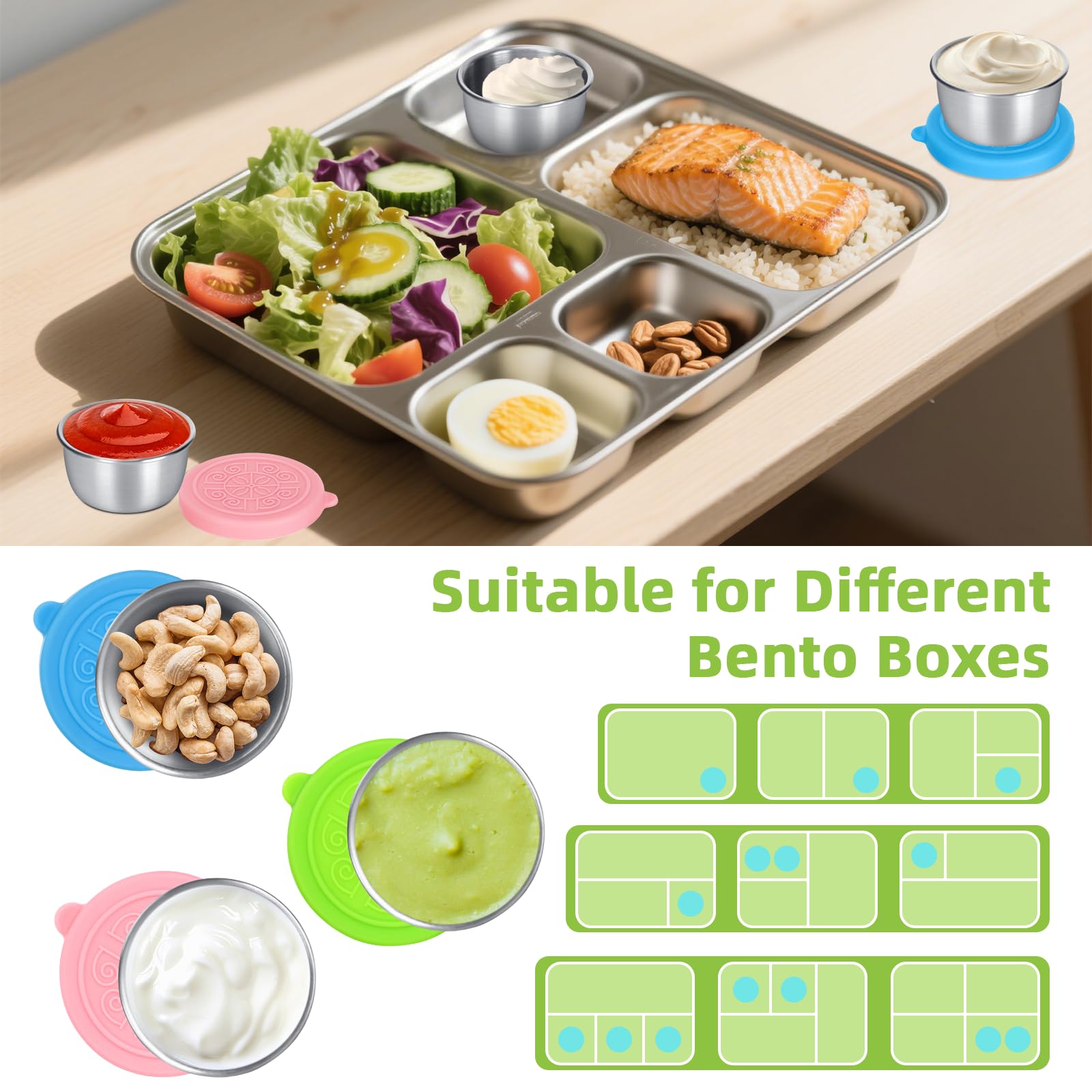 Saladedressing containers, 6 stuks 50 ml kleine roestvrijstalen