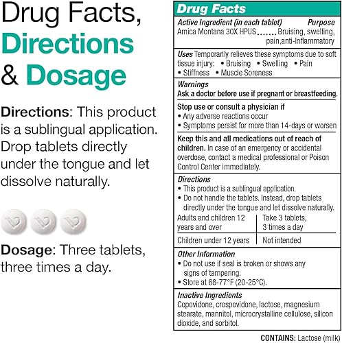 Miniatura 3 de VitaMedica  Arnica Montana  Kit de tabletas y gel  Moretones  Hinchazón  Caléndula  Consuelda  Hamamelis  Aloe calmante  150 tabletas  Gel de 3