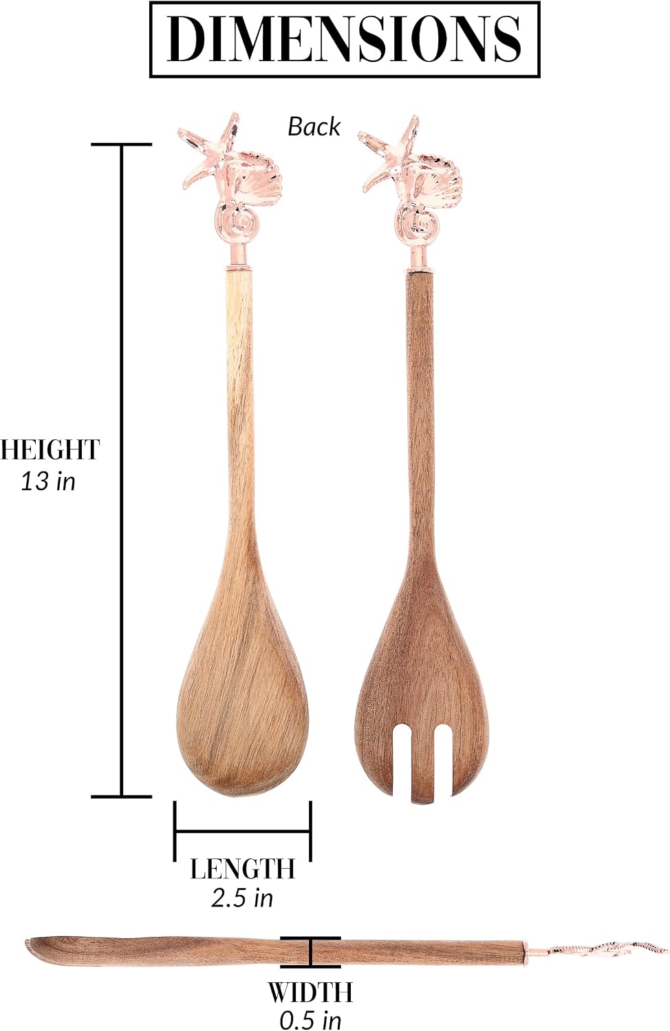 Pavilion Gift Company- 13" Spork & Spoon Shell - Nautical Boat Beach Lake Serving Utensils Mixing Ocean Seaside Cottage Lakehouse Beachhouse Gift Hostess Present