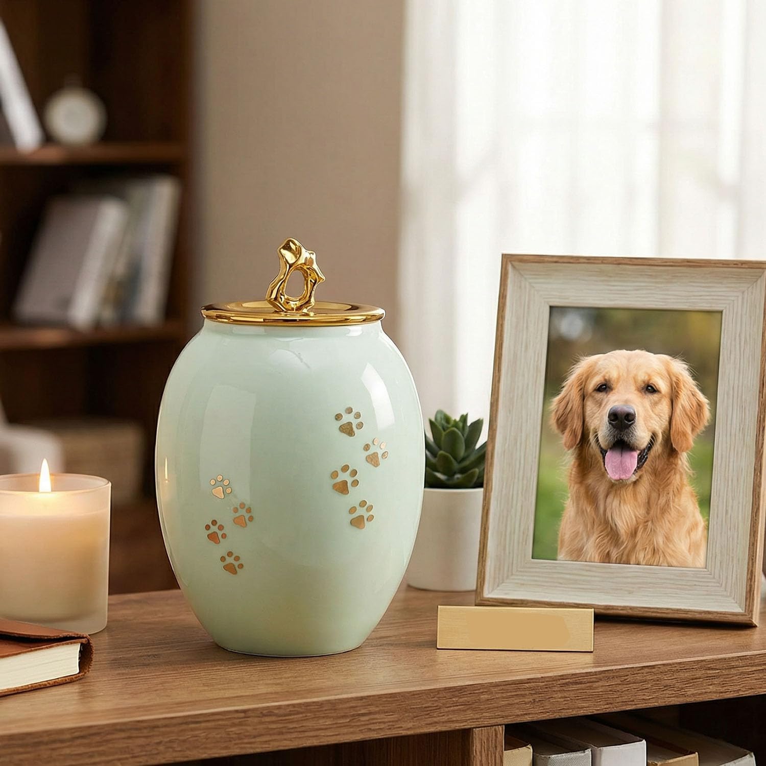 Medium Pet Urns for Dogs Ashes, Ceramics Pet Urn for Dog Cat Ashes (Paw Prints) - Image 7