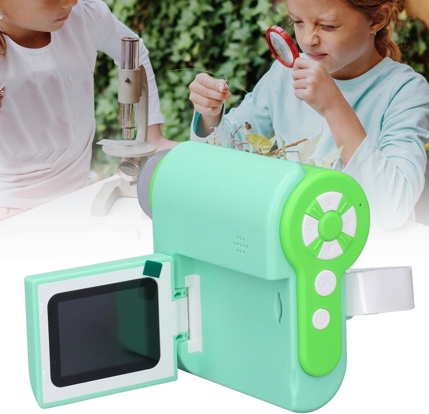 Microscope for Kids, 2 Inch Screen1000X Handheld Kids Microscope, Portable Digital Microscope Miniscope, Pocket Microscope for Kids 8-12 Toddler Girls Boys Education Science Kits