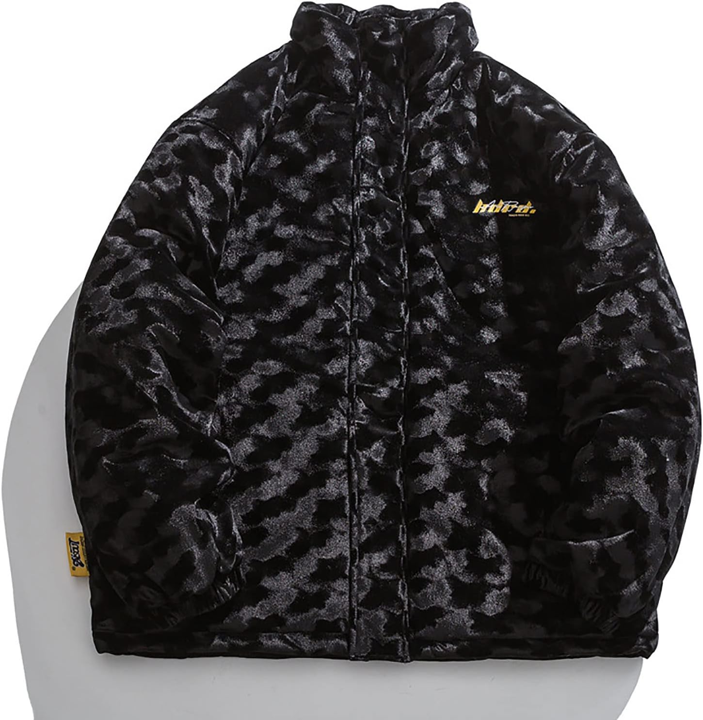 Men's Lamb Velvet Dark Pattern Printing Coat Super Warm Cotton Jacket Zip Up Outwear Hip Hop Oversize Outfit
