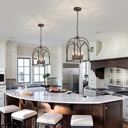 Miniatura 7 de Candelabros de 4 luces, candelabro de granja para accesorios de iluminación de comedor, accesorios de luz colgante de linterna de metal para cocina,
