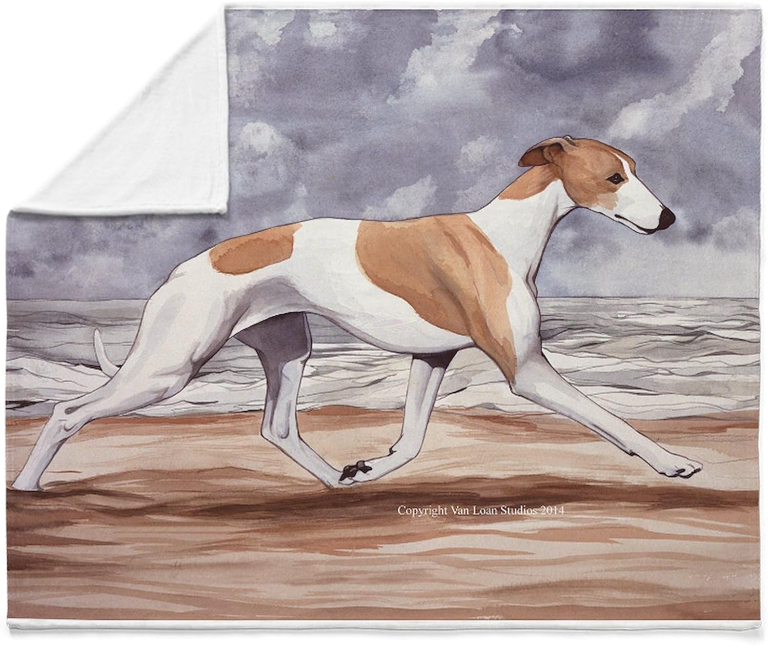 CafePress Whippet On The Beach Throw Blanket Super Soft Fleece Plush Throw Blanket, 60"x50"