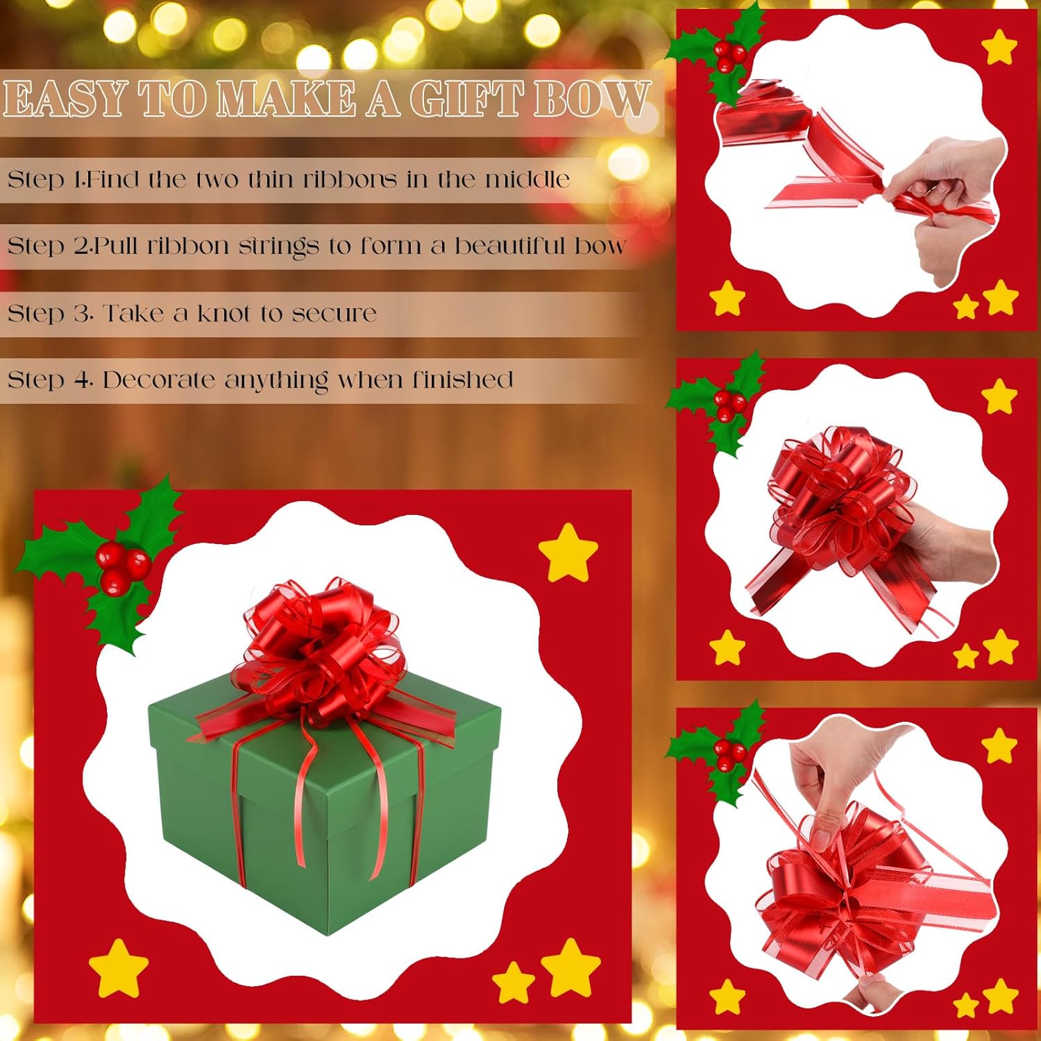 Juexica 30 Pcs Large Christmas Pull Bows for Gift Wrapping 6 Inch Waterproof Ribbon Bow for for Valentine Xmas Wrapping Boxes Gift Decorations(Mixed Color) - Image 3