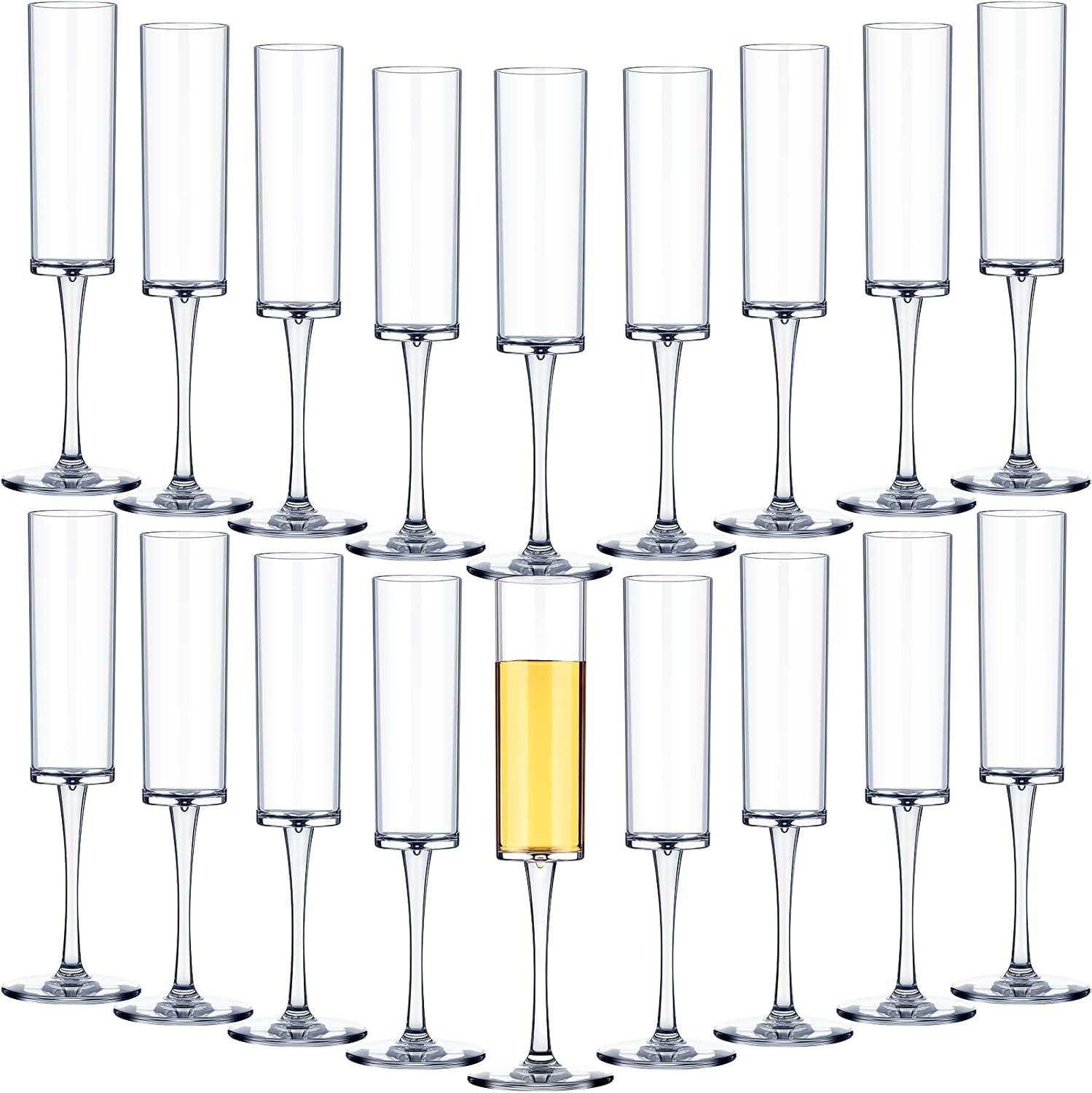Gerrii 6 oz Acrylic Stemmed Champagne Flutes Unbreakable Plastic Champagne Glasses Reusable Wine Toasting Goblets Crystal Disposable Cocktail Cups for Party, Wedding, Birthday (Clear,18 Pcs)