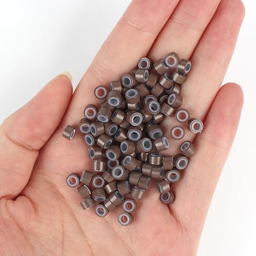 Miniatura 8 de Sixstarhair Cuentas de micro anillos forradas de silicona de 0.197 pulgadas para extensiones de cabello, extensiones de cabello con punta en I Tip