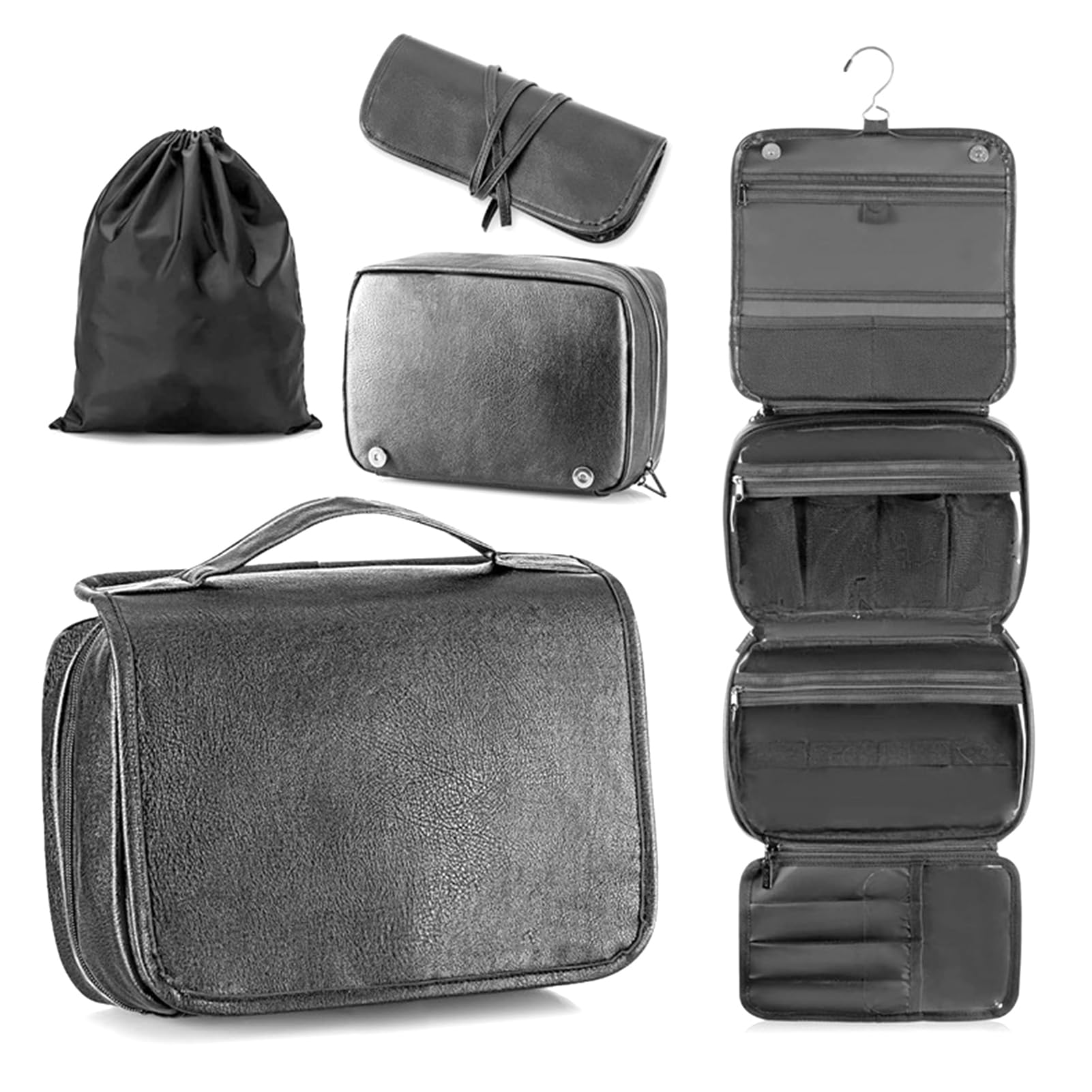 Neceser Colgante Bolsa Organizadora Maquillaje para Viajes Neceser Bolsa Maquillaje Multifuncional Compacta Soporte para Cepillo Dientes Y Gancho Colgar