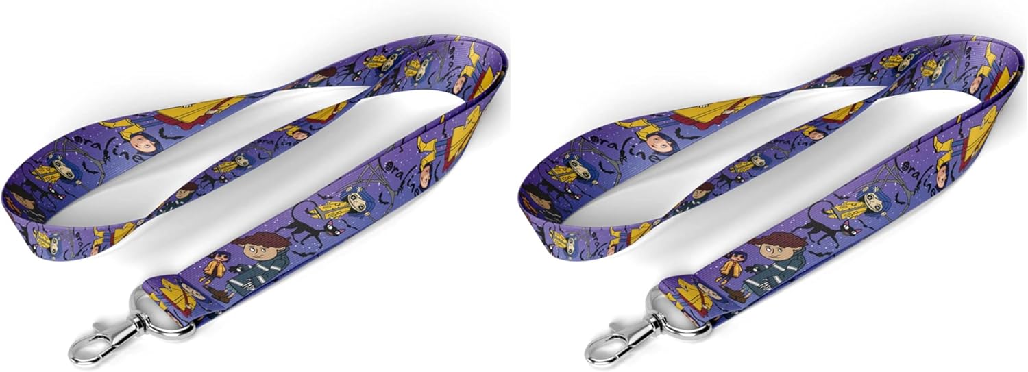 Pinstant Coraline Cartoon Movie Tim Burton 17.7" Neck Lanyard Keychain Holder ID Badge Mobile Phone Pin Strap