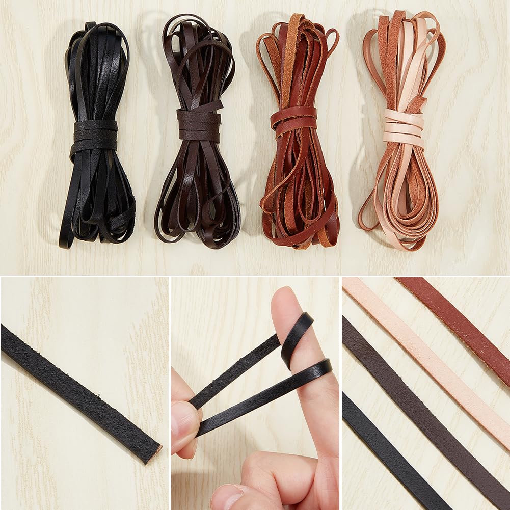 Rouleau De Lanière Cuir Métallisé Doré 5m X 5mm - Pour DIY, Bijoux, Bracelets, Porte-clés