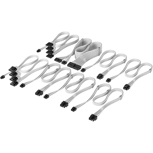 Corsair Elite Premium Type 5 Individual Sleeved PSU Cable Pro Kit – Low-Profile Cable Combs, Triple-Mesh Paracord Sleeve, Compatible Type 5 PSUs – White