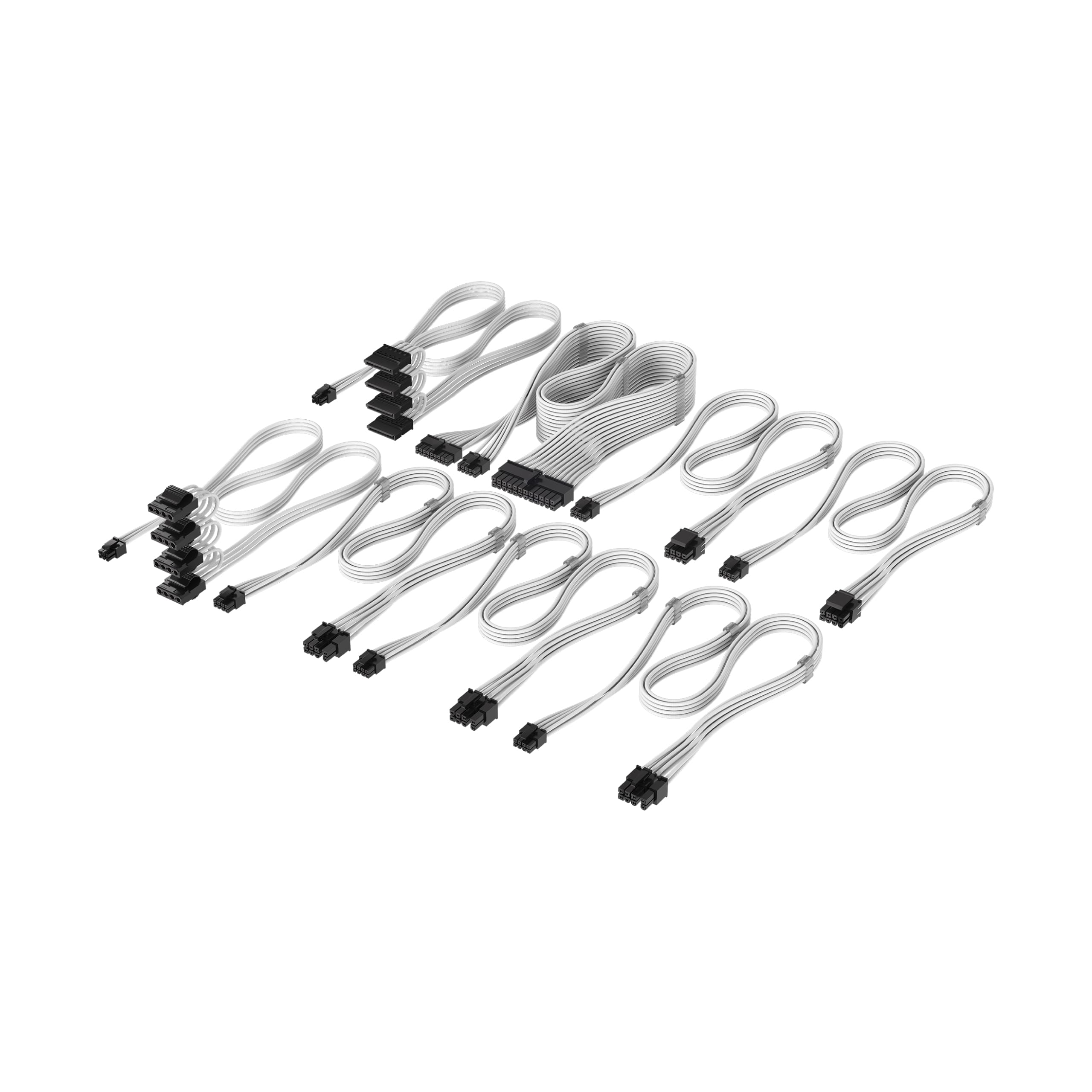 Corsair Elite Premium Pro-Kit mit Einzeln Ummantelten Typ 5-Netzteilkabeln – Flache Kabelkämme, Dreilagiges Mesh-Paracord-Design, Kompatibel Netzteilen mit Typ-5-Kabeln – Weiß