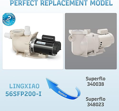 Miniatura 7 de Bomba de piscina de una sola velocidad de 1.5 HP, 115208-230 V, 6340 GPH, bomba de piscina interiorsuperior, de baja potencia, de alto flujo,