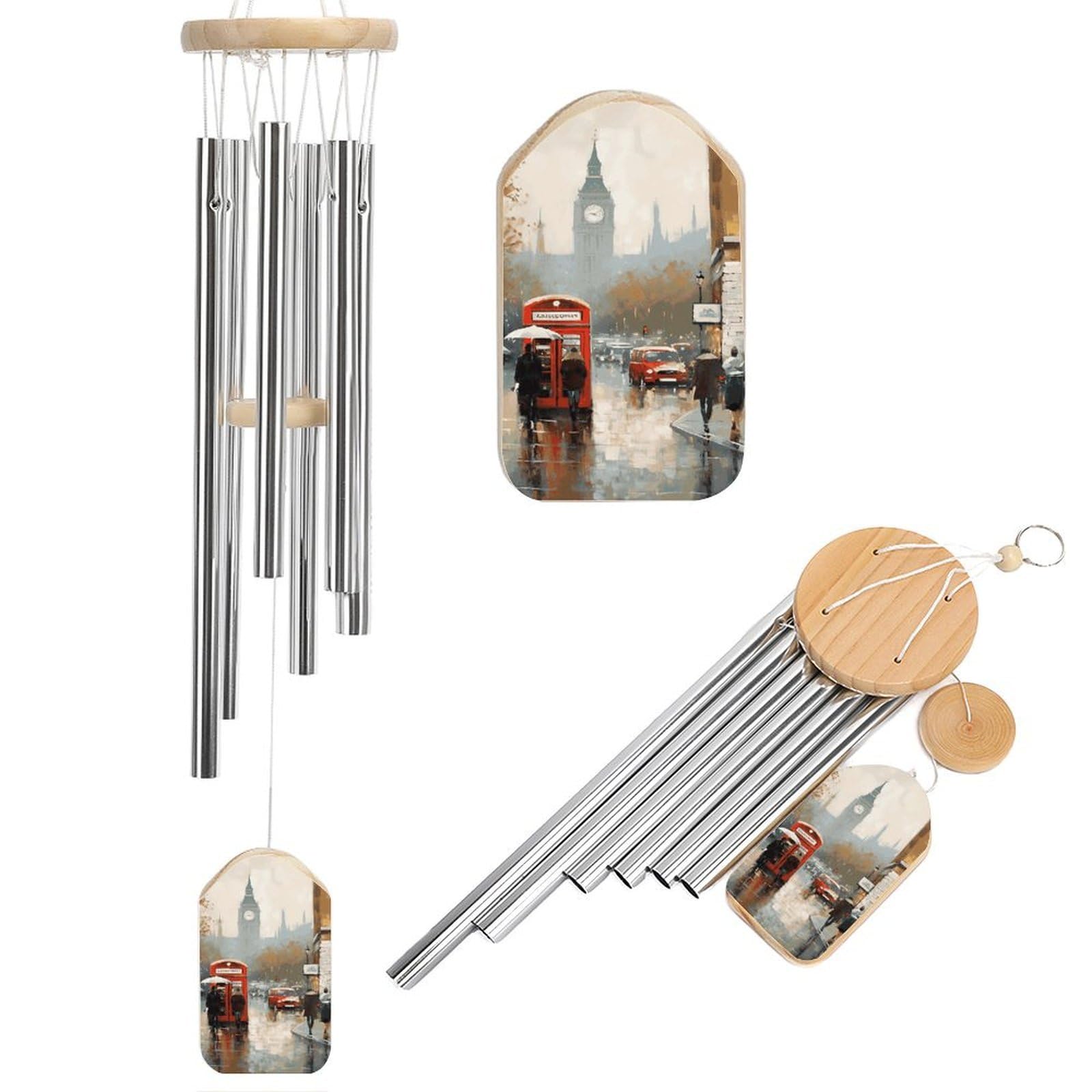 Carillon éolien extérieur Londres de 54,5 cm pour déco jardin