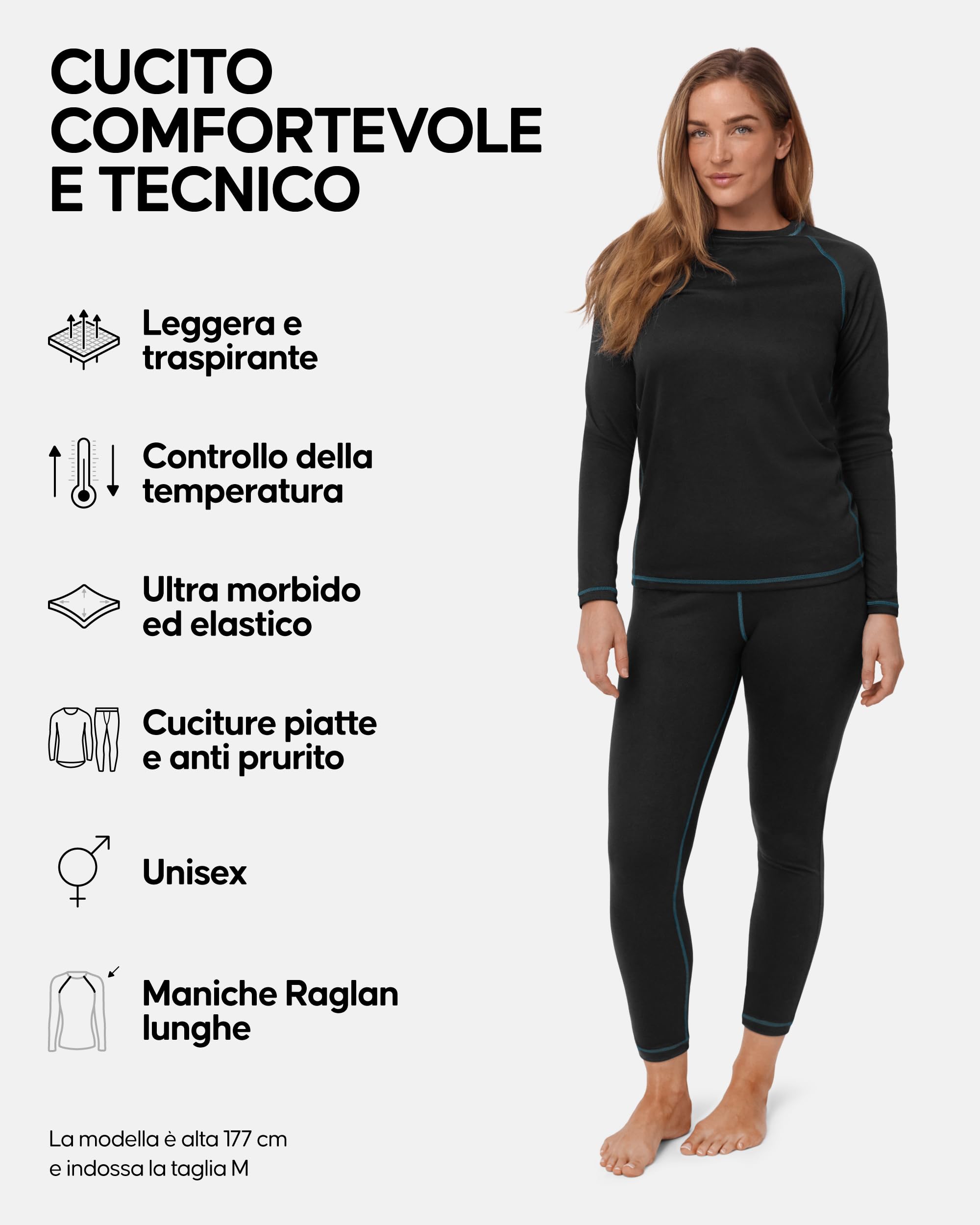 DANISH ENDURANCE Completo Maglia e Pantaloni Termici Uomo e Donna, Intimo Termico per Sci, Trekking
