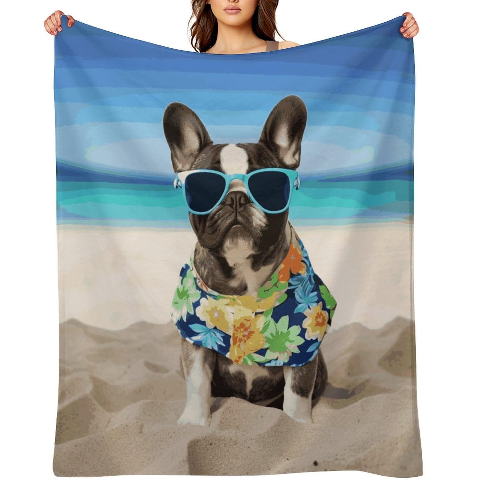 Fekiloot Style French Bulldog Summer Throw Blankets Camping Blanket50 X60