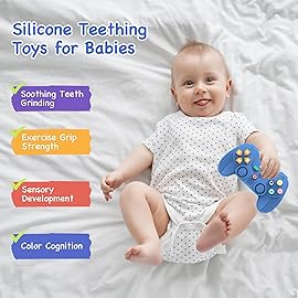 Hooku Silicone Teething Toys for Babies 0-6 Months, Teethers for Babies 6-12 Months, Remote Teether for Baby, Sensory Toys for Babies, Baby Chew Toys