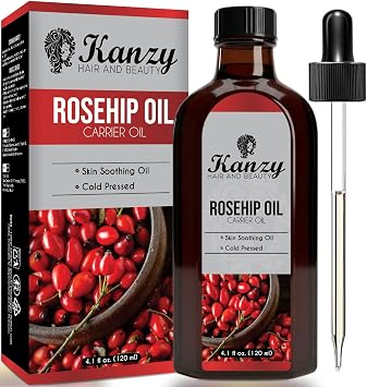 Kanzy Rosehip Oil for Face 120ml Rosehip Oil Cold Pressed Rose Hip Oil for Face 100% Pure Vegan Cruelty Free for Skin, Hair, Nails, and Body for Nourishment, Dryness, Fine lines and Scars