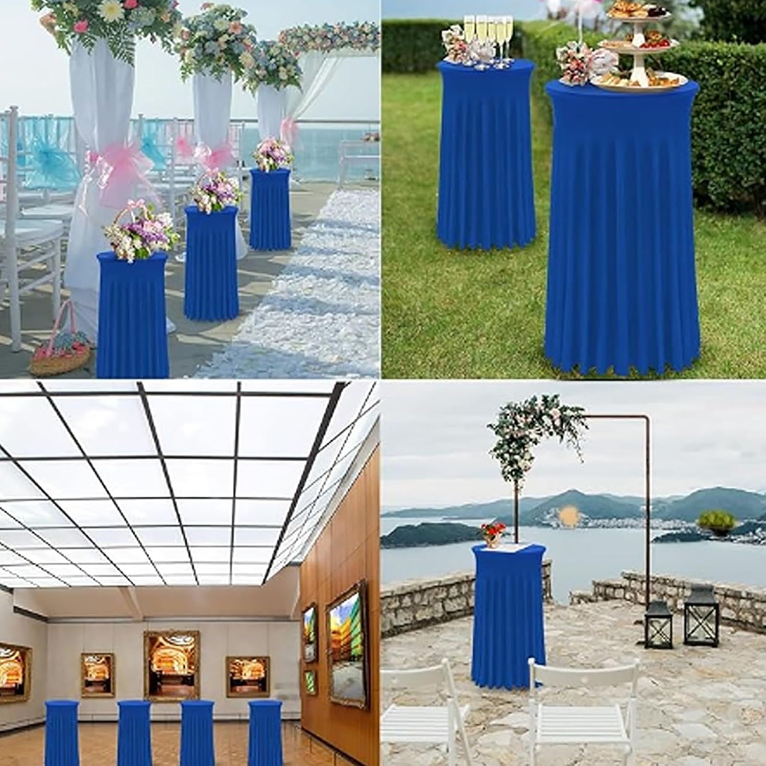 Party Ballroom Table Skir, With a Wavy Skirt Modern Simplicity, Polyester Round Desk Skirts, for Wedding, Party Banquet, Birthday Party(Black,80cm/31.4in)