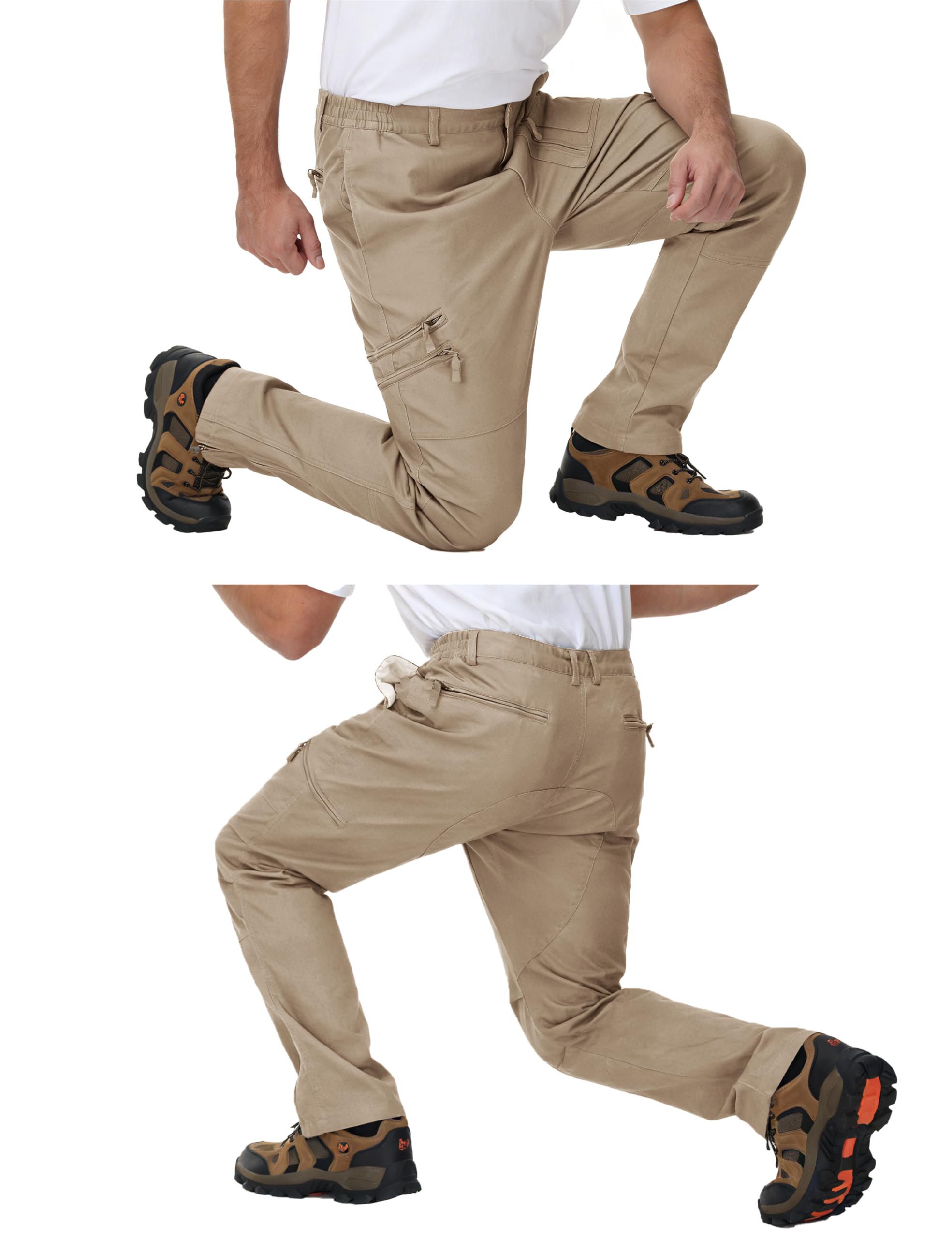 MAGCOMSEN Cargohose Herren Baumwolle Outdoor Hosen für Herren Multi Taschen | 97% Baumwolle 3% Elasthan,Army Taktische Hose,Stretch Komfort Atmungsaktiv,9 Taschen,Reißverschluss Beinabschluss