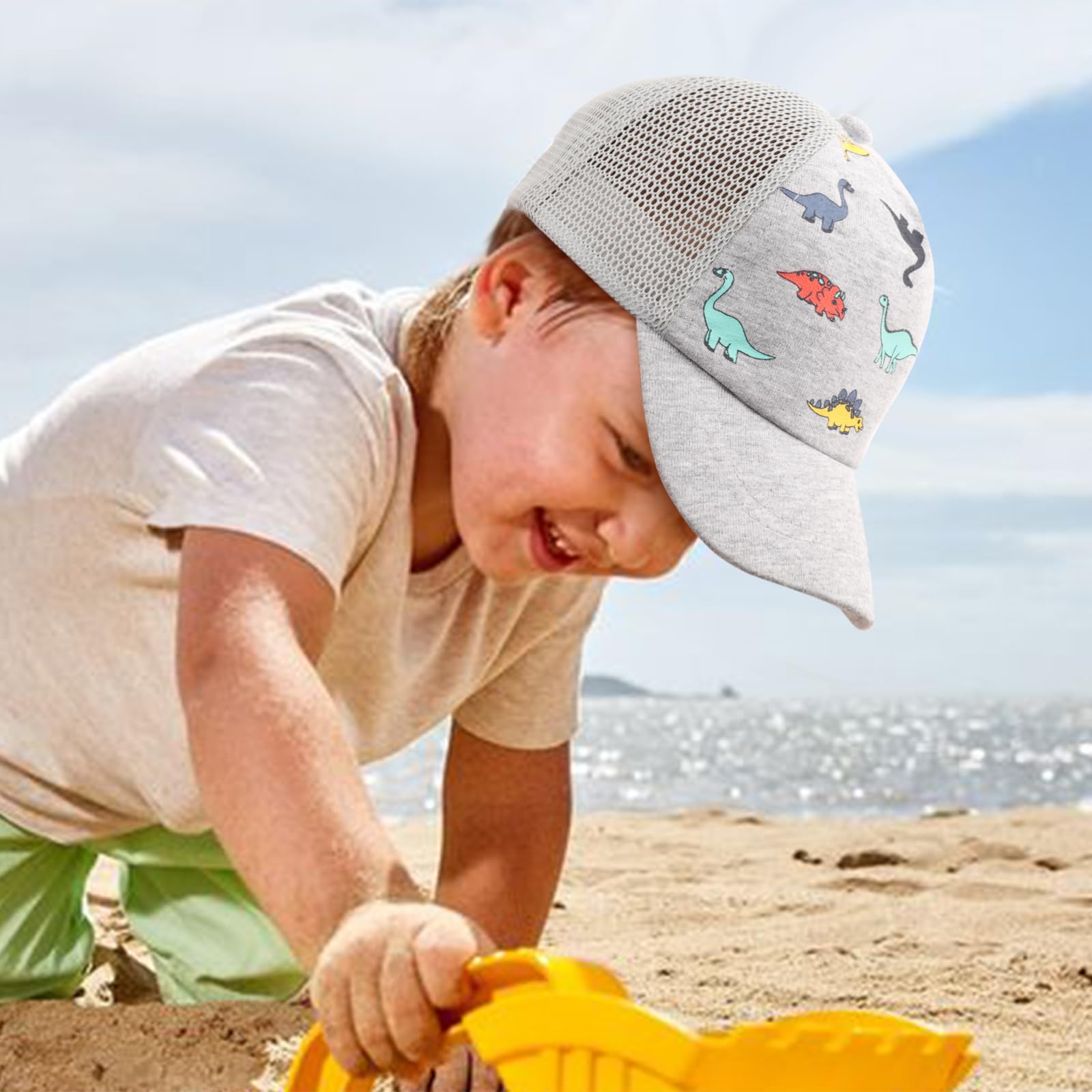 DRESHOW Niño Béisbol Gorra Bebé Sol Sombrero Lindo Sólido Color & Dinosaurio Patterned Gorras Unisex Bebé Camionero Sombreros Infantil Niño Kid Sombreros para Niños Niñas — view 6