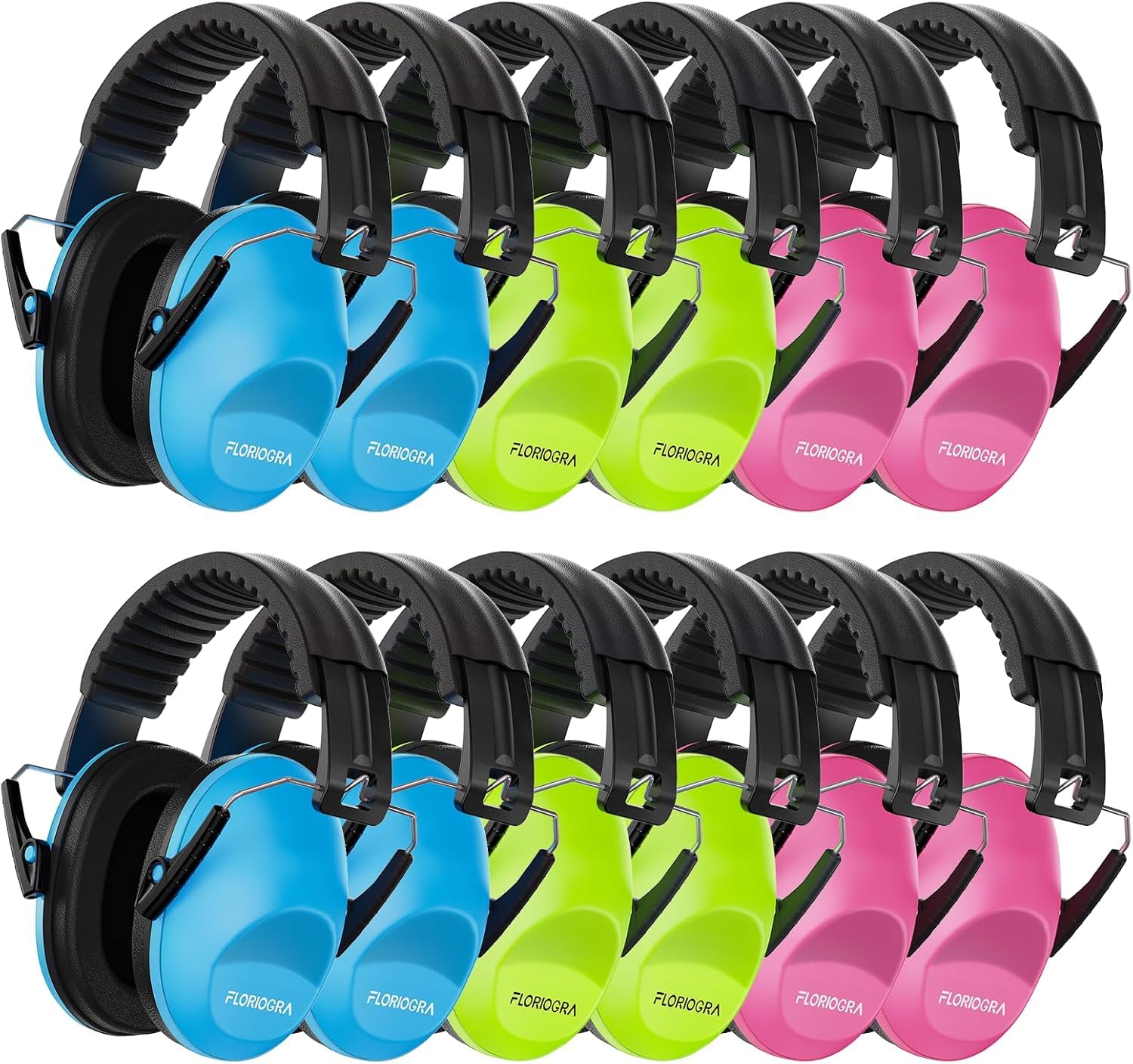 Floriogra Pack de 12 protectores auditivos para niños, orejeras para niños, protección auditiva, plegable, protección auditiva, protección auditiva para niños, protección contra el ruido de 3 a 16