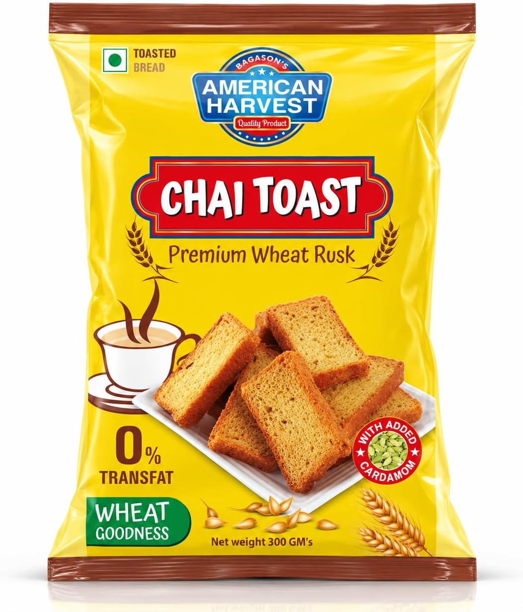 Chai Toast Premium Wheat Rusk with Added Cardamom, 300 gm