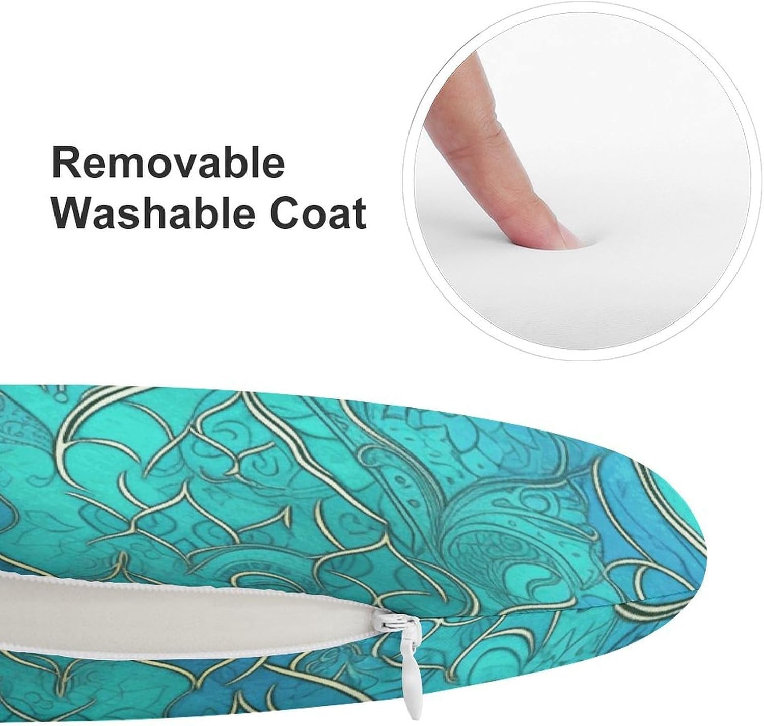 Turquoise Pattern Round Cushion Memory Foam Seat Cushions 15In Comfort Meditation Floor Pillow Anti Slip Soft Stool Cushion Chair Pad for Tatami Living Room Yoga