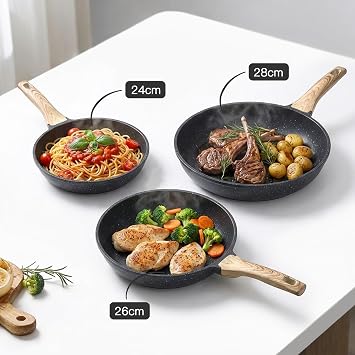 GiPP Non-stick Ceramic Frying Pan, Healthy and Non-Toxic Frying Pans, Induction Compatible, PFAS and PFOA Free, Dishwasher Safe (Grey, 26 cm)