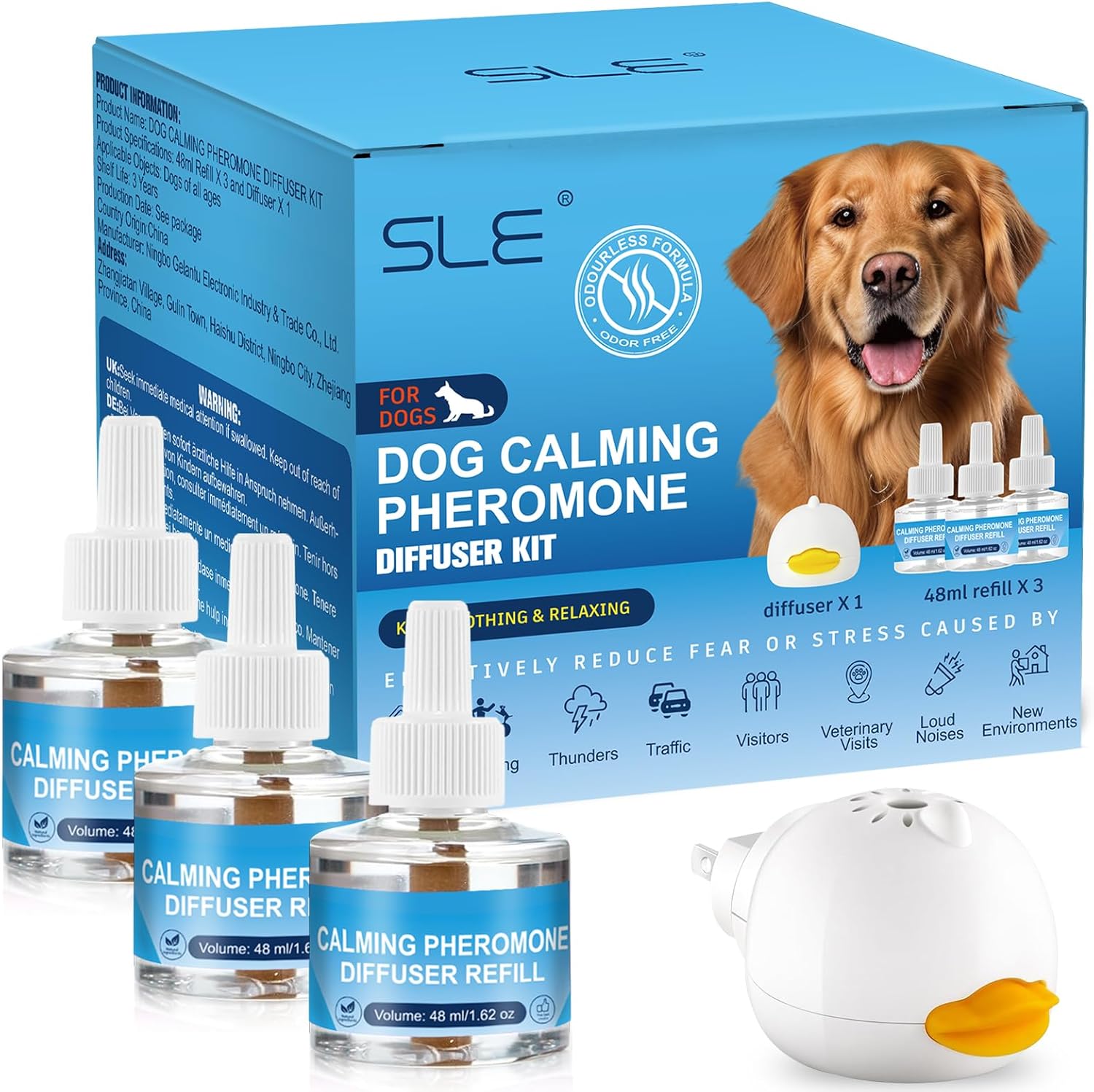 Calming Dog Pheromone Diffuser Kit – 3 Refills for Anxiety Relief Calming Dog Pheromone Diffuser Kit – 3 Refills for Anxiety Relief