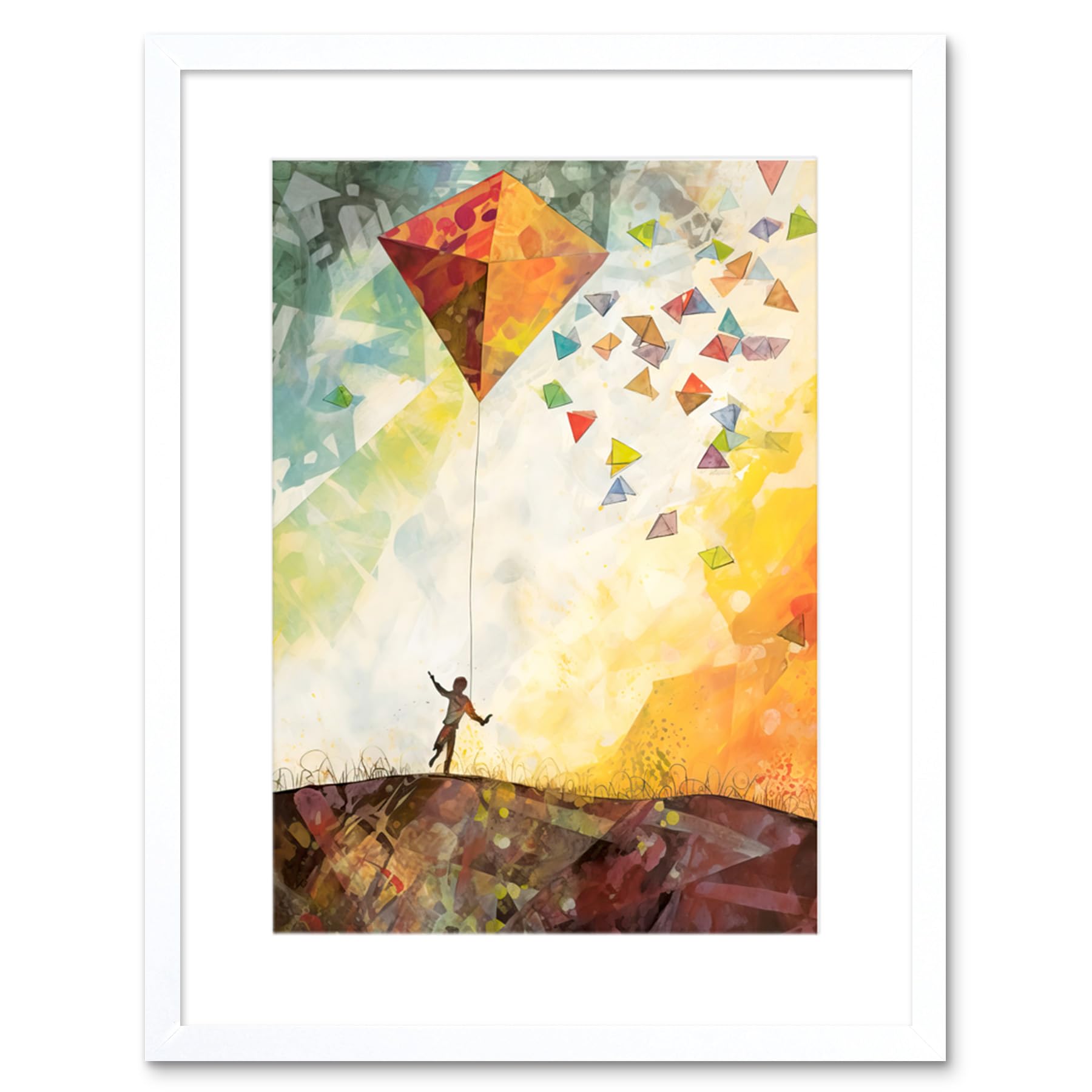 Amazon.com: Artery8 Child Flying Big Kite in Rainbow Colour Sunset