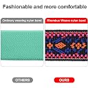 Abanen 2 Pack Elastic Bands for Fitbit Charge 6/5, Soft Nylon Stretchy Embroidery Loop Breathable Wristband Strap With Adjustable Clasp for Advanced Tracker (Blue Pink- Red Orange) gallery image
