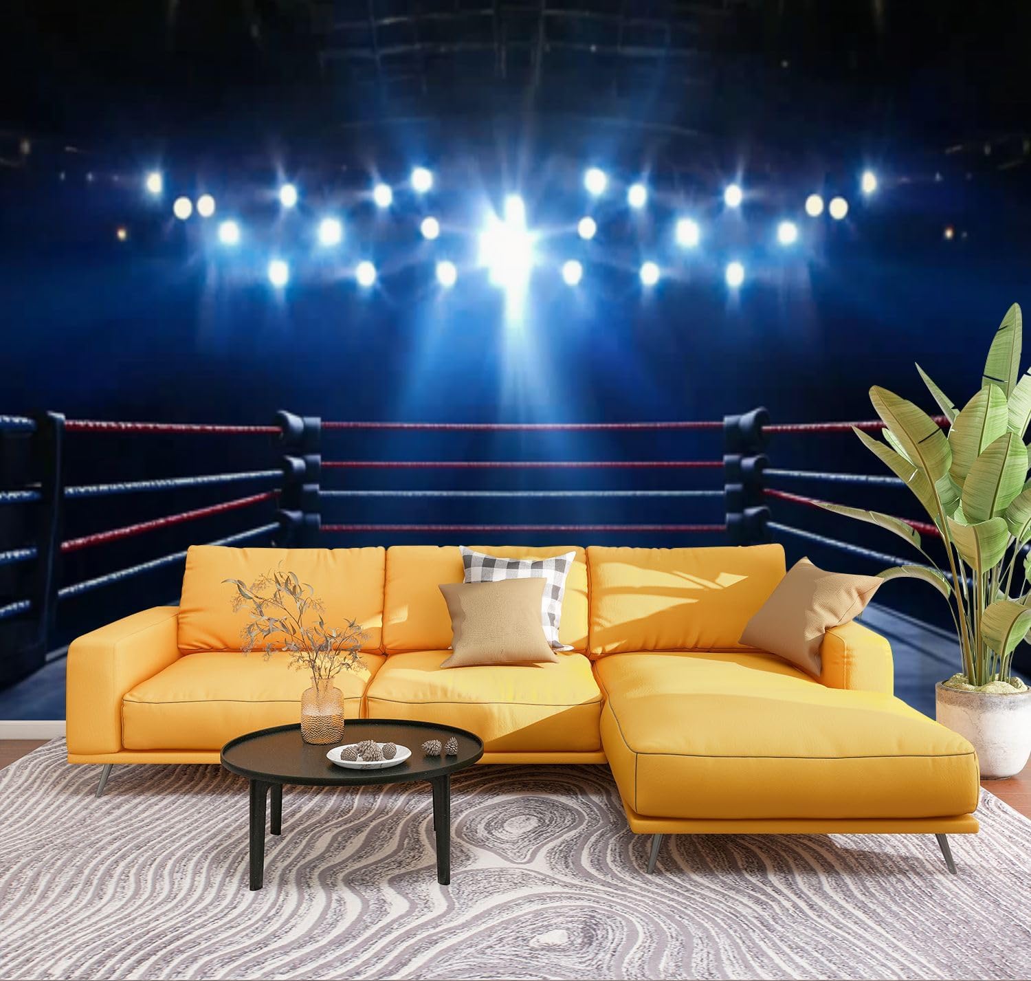 Peel & Stick Wallpaper Boxing Ring Removable Canvas Wall Mural Waterproof Large Self Adhesive Wall Decals Modern Home Decor 100" x 144"