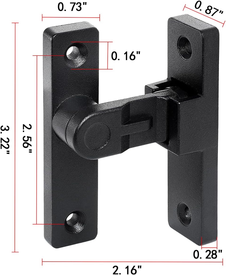 90 Degree Right Angle Gate Latches,Matte Black Zinc Alloy Flip Latch Hardware - Zinc Alloy Security Latches for Barn Doors, Windows, Garden Gates, Cabinets, and Sliding Doors