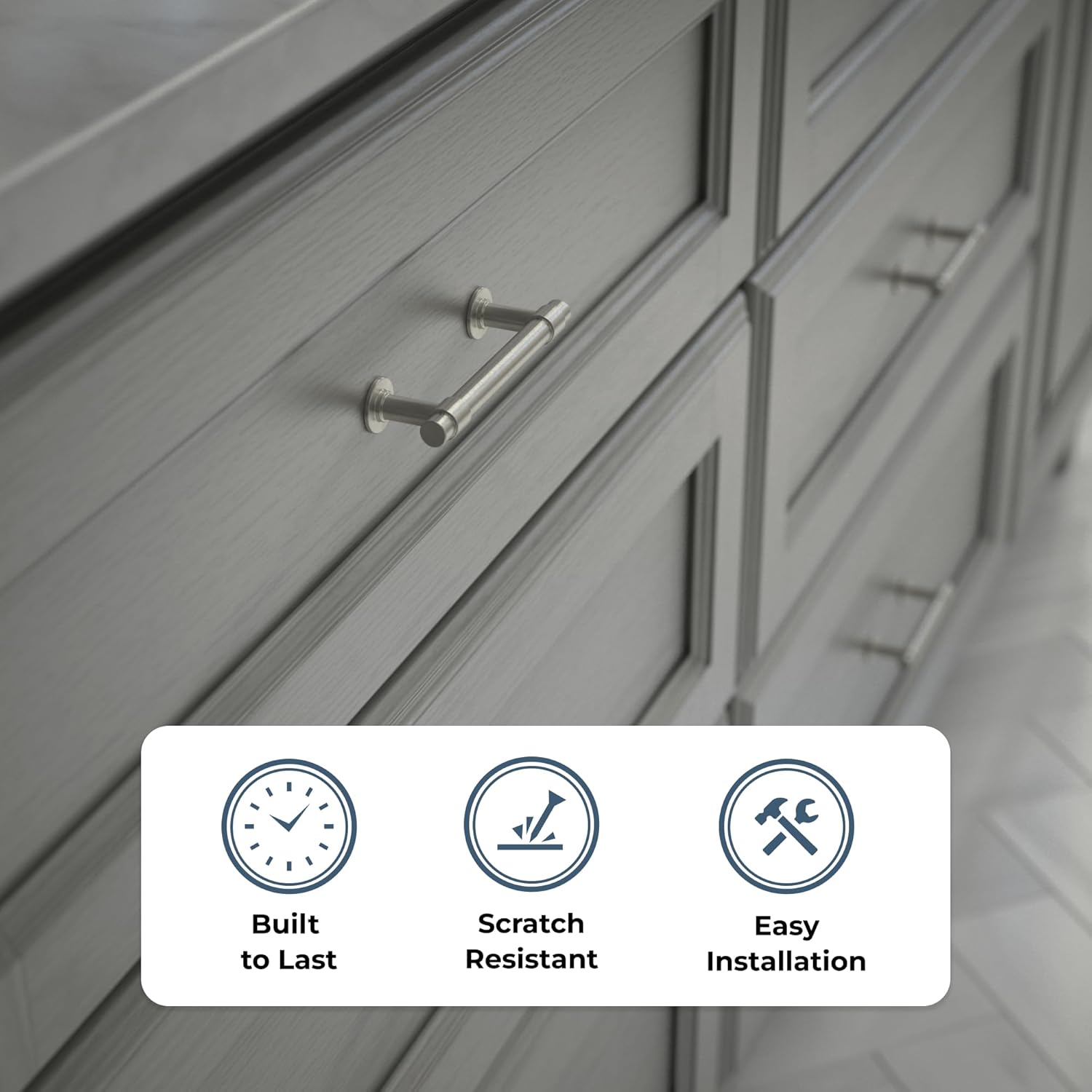 Franklin Brass Francisco (10-Pack) Cabinet Handles 3" Hole Center Pulls | Satin Nickel Hardware Kitchen Door, Drawers, Dressers, Furniture P29520K-SN-B