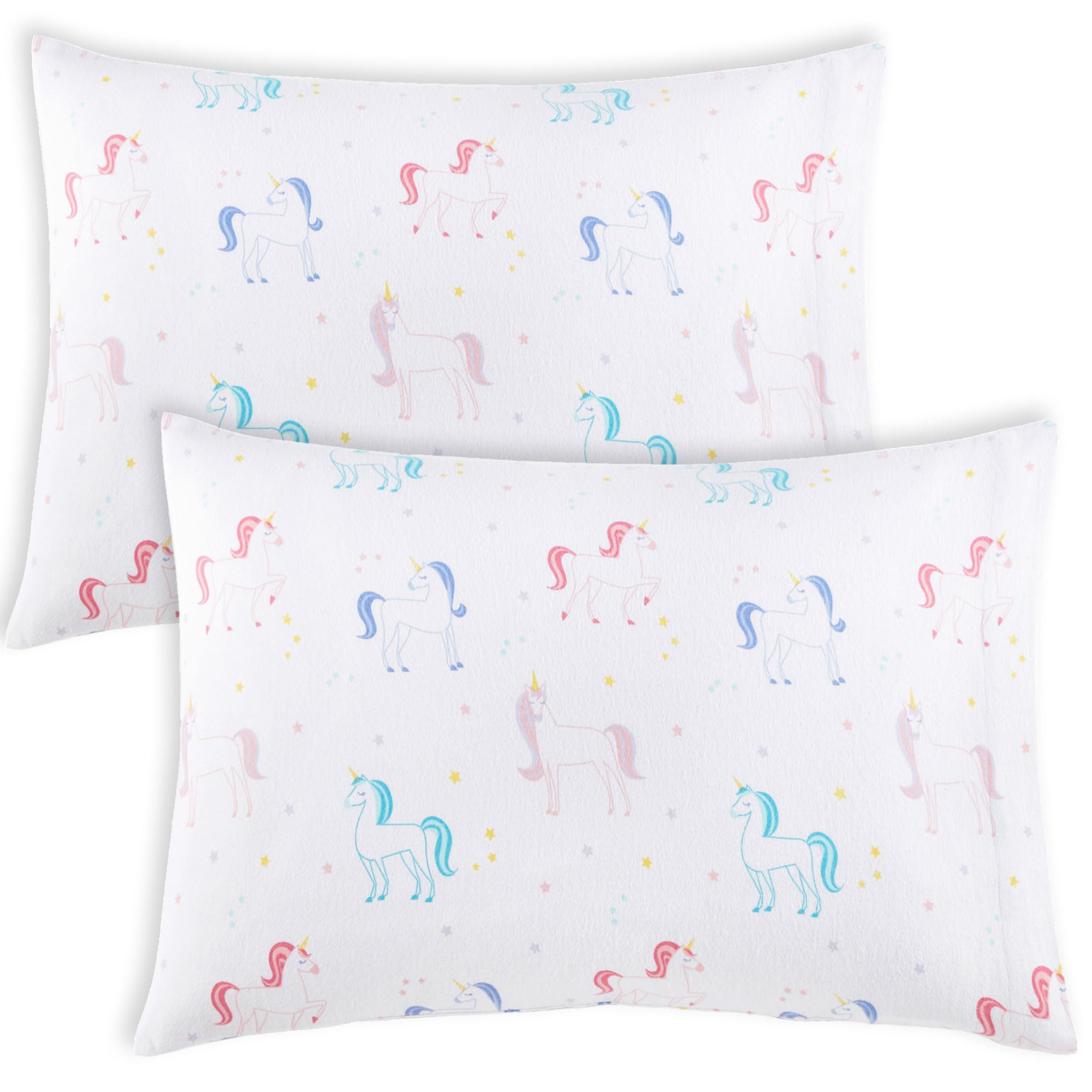 Wildkin Kids 2-Pack Pillowcases – 100% Organic Cotton Flannel, Soft & Breathable - Unicorn