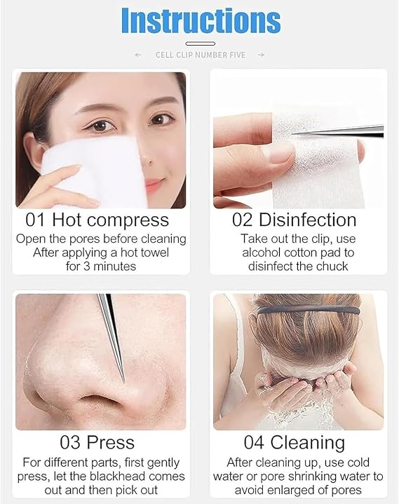 Stainless Steel Blackhead Remover Kit,Pimple Popper Tool Kit,Blackhead Remover Tweezers,Black Head Remover for Face,3 Shapes and 5 Sets of Beauty Tool Series with Storage Case