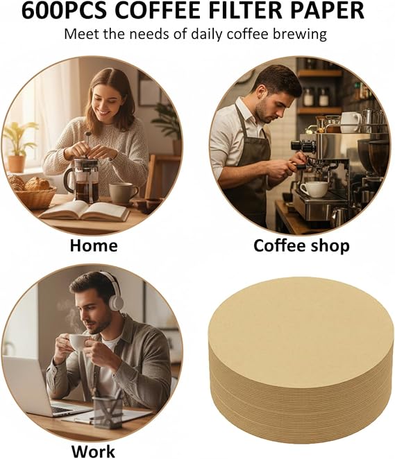 600 Unbleached 64mm Coffee Filter Papers Compatible with AeroPress