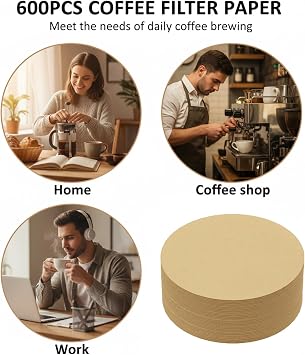600 Unbleached 64mm Coffee Filter Papers Compatible with AeroPress