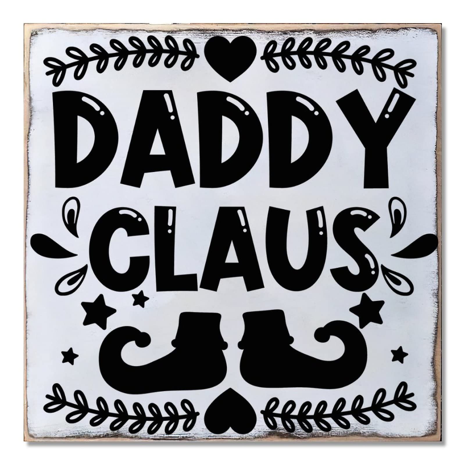 Panneau de Noël en bois Daddy Claus solution déco extérieure anti-fade pour porche